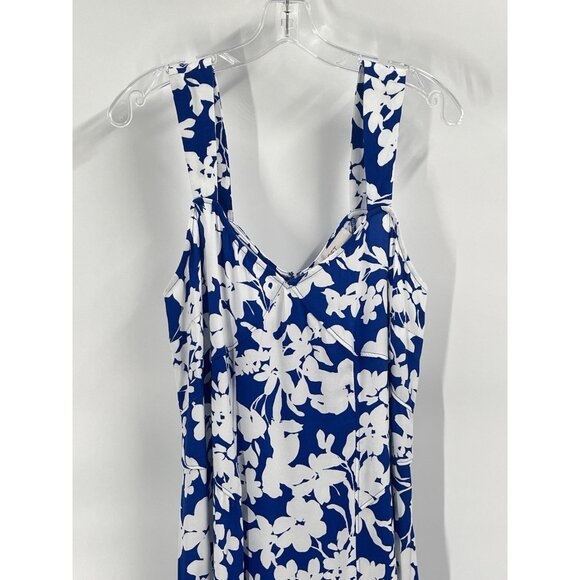 Loft Blue Floral Maxi Dress Resort Wear Tropical Sz 10 Vacation - Picture 2 of 5